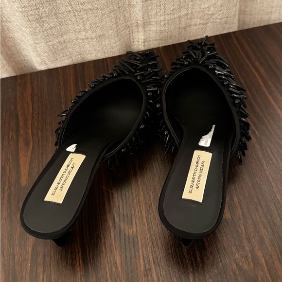 Antonio Melani Elizabeth Damrich beaded satin black pointed toe kitten heels - Picture 3 of 6